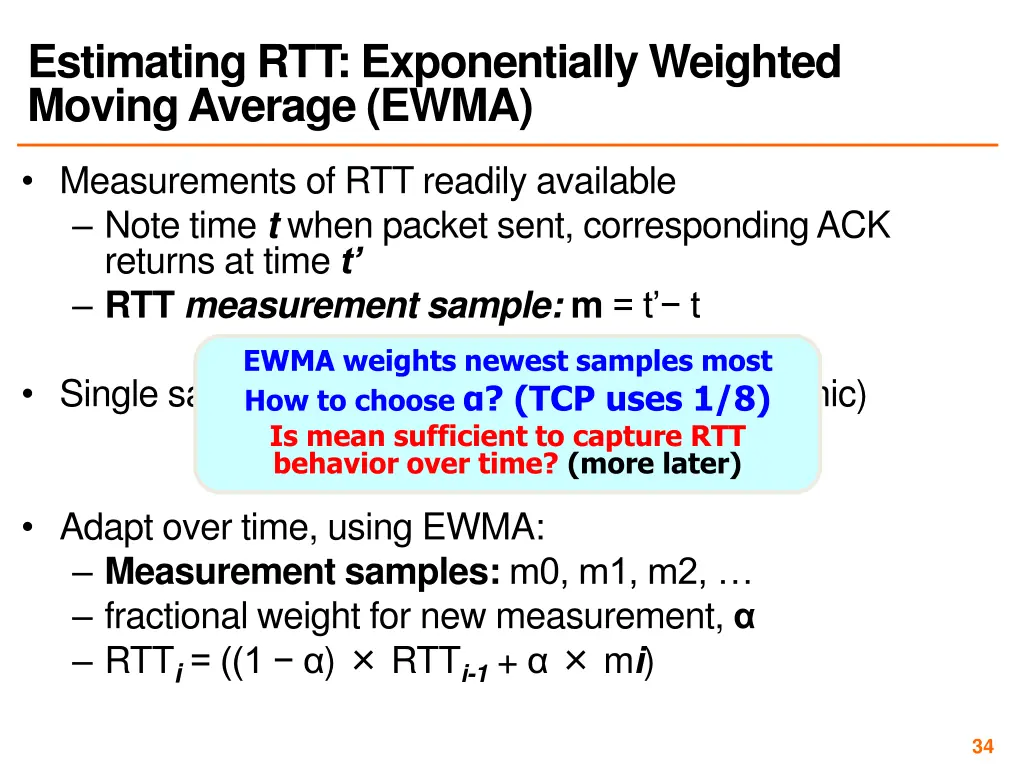estimating rtt exponentially weighted moving