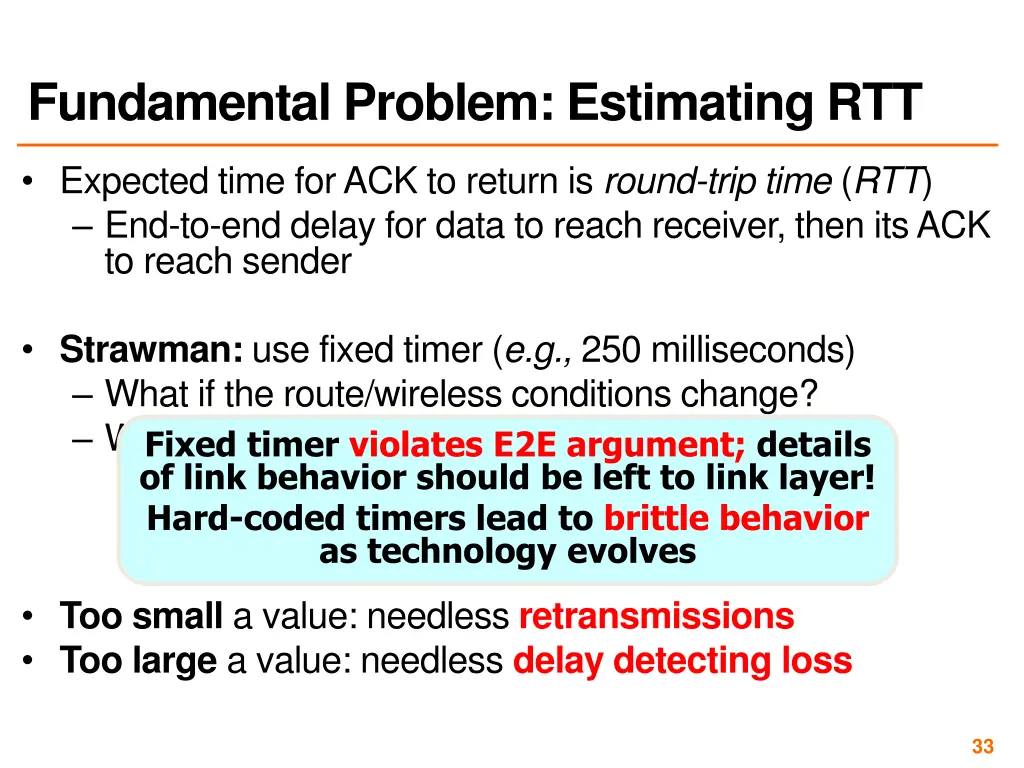fundamental problem estimating rtt