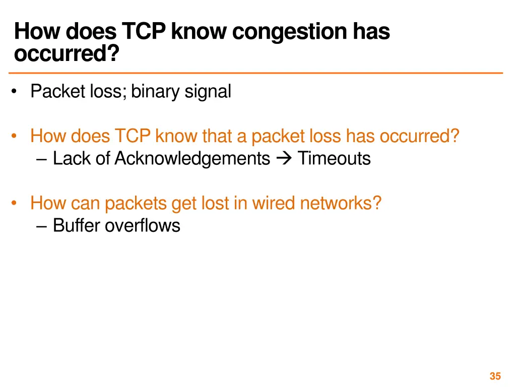 how does tcp know congestion has occurred