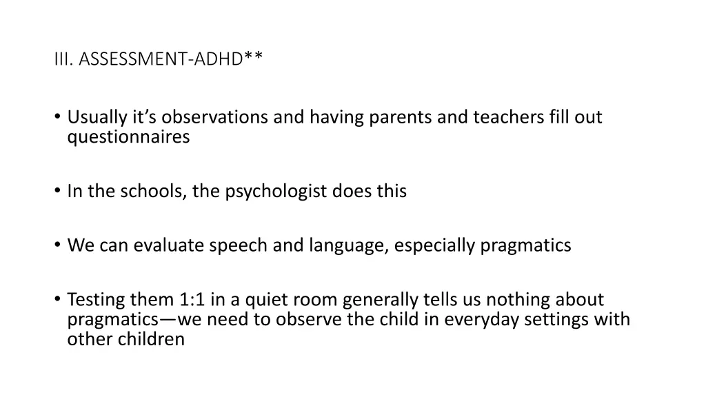 iii assessment adhd