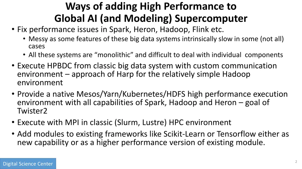 ways of adding high performance to global