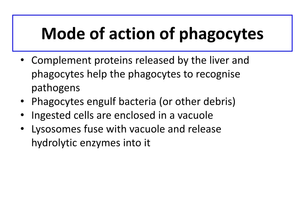mode of action of phagocytes