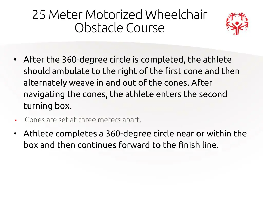 25 meter motorized wheelchair obstacle course 1