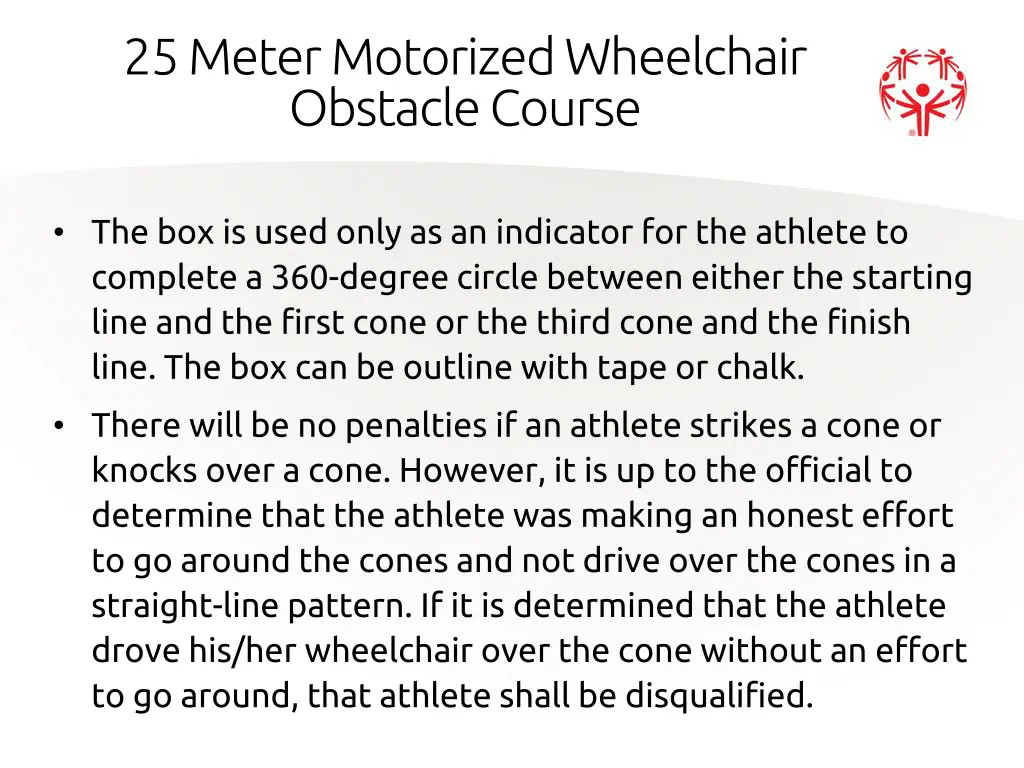 25 meter motorized wheelchair obstacle course 2