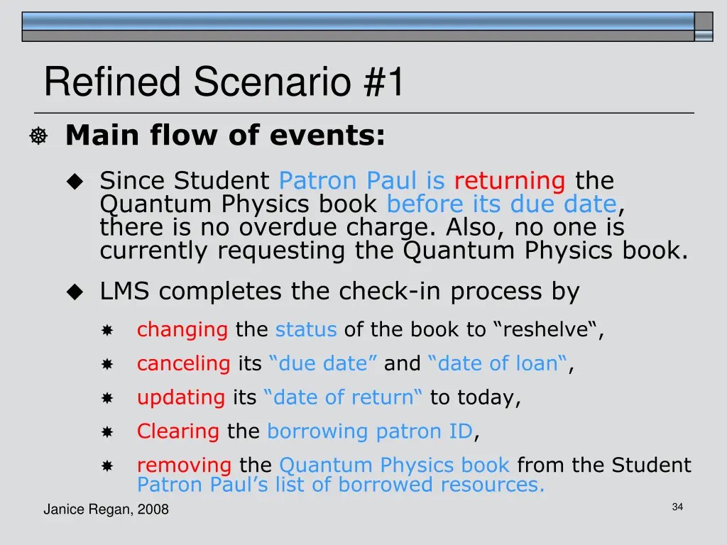 refined scenario 1 main flow of events