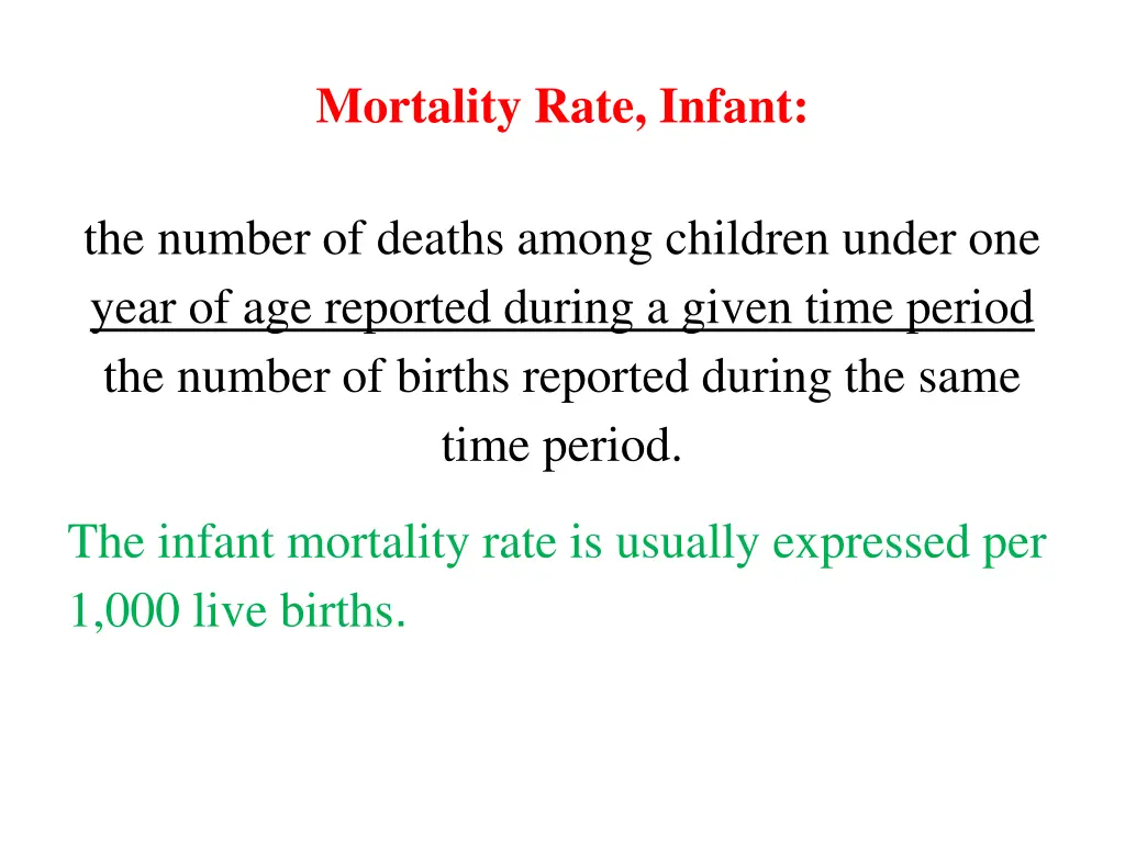 mortality rate infant