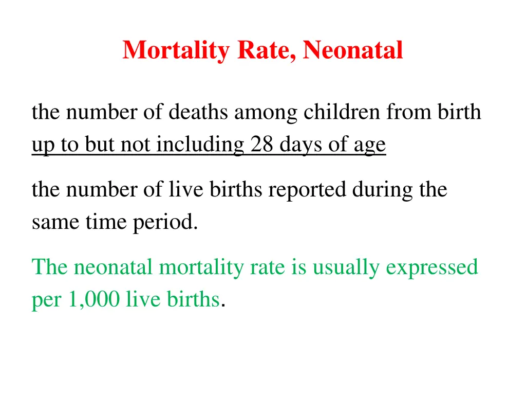 mortality rate neonatal