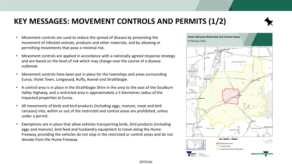 key messages movement controls and permits 1 2