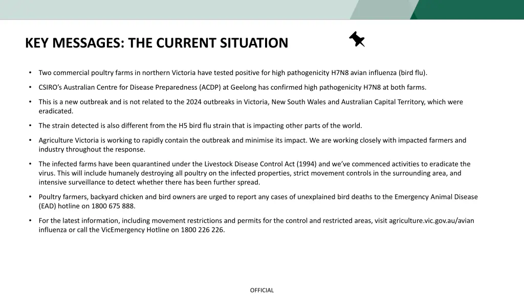 key messages the current situation