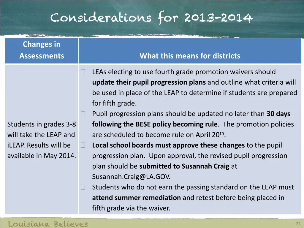 considerations for 2013 2014