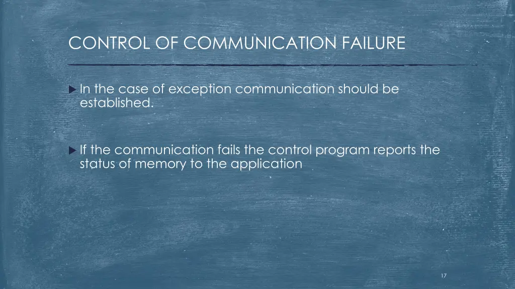 control of communication failure