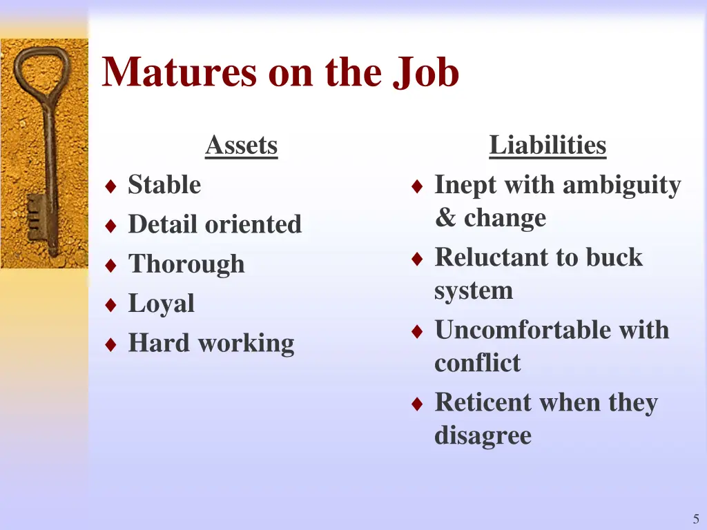 matures on the job