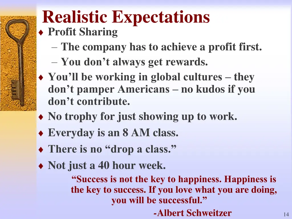 realistic expectations profit sharing the company