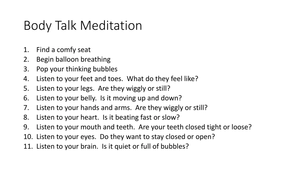 body talk meditation