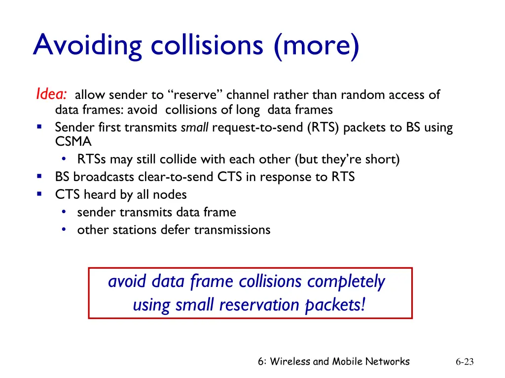 avoiding collisions more