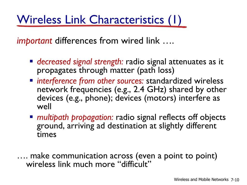 wireless link characteristics 1