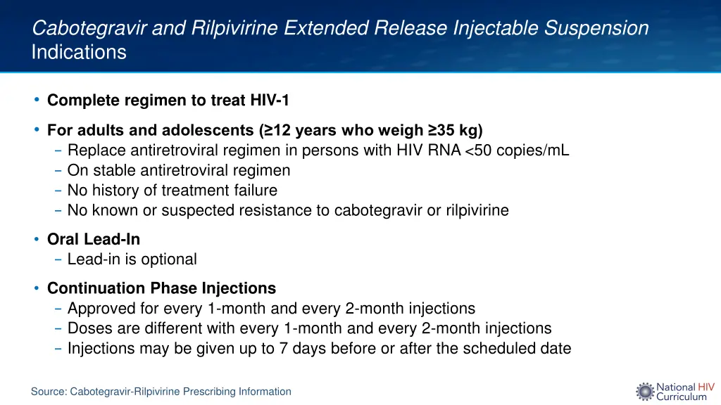 cabotegravir and rilpivirine extended release