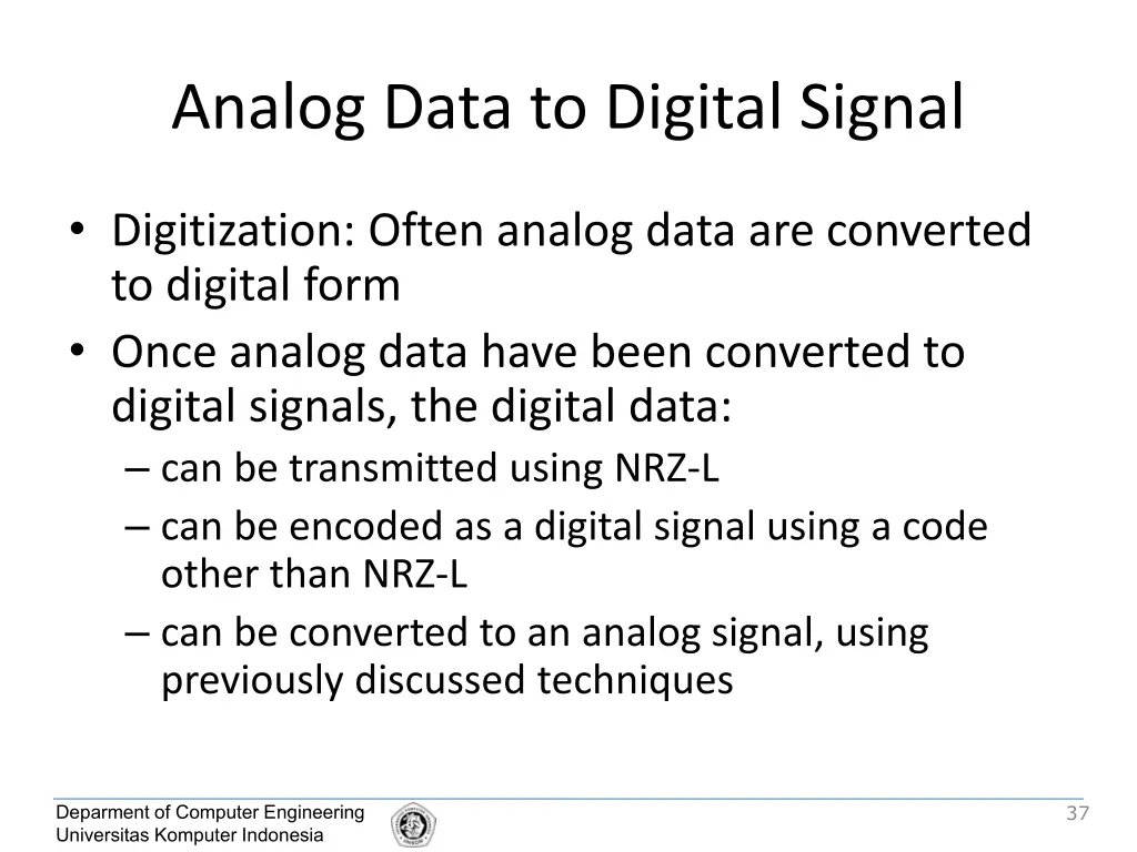 analog data to digital signal
