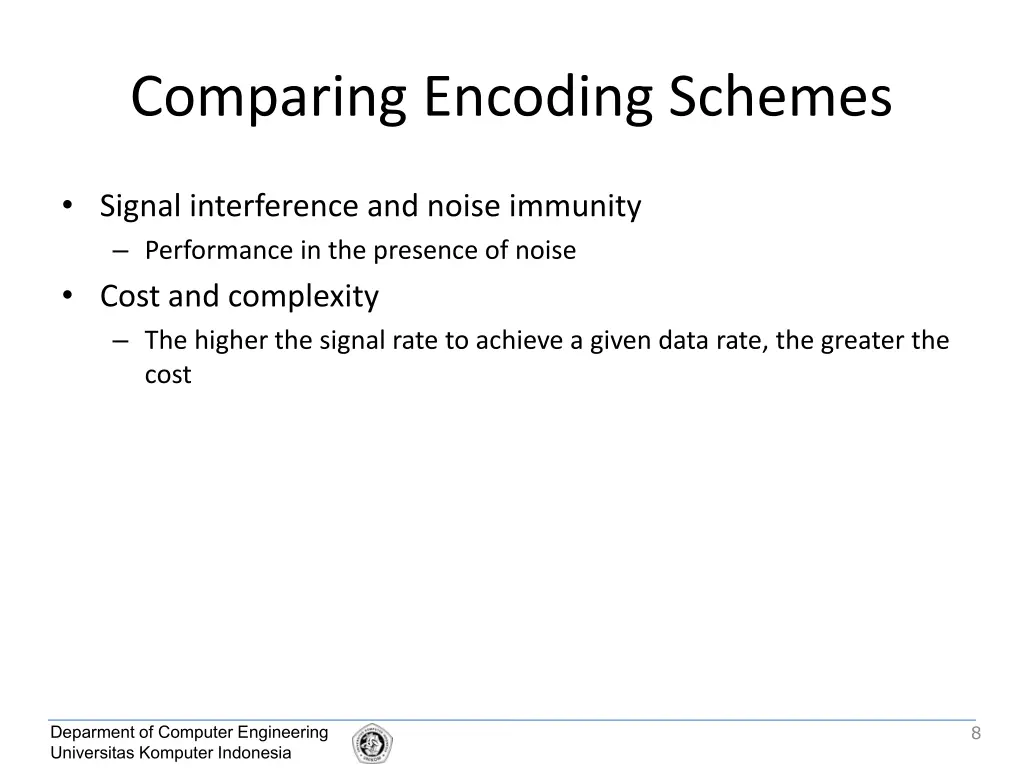 comparing encoding schemes 1