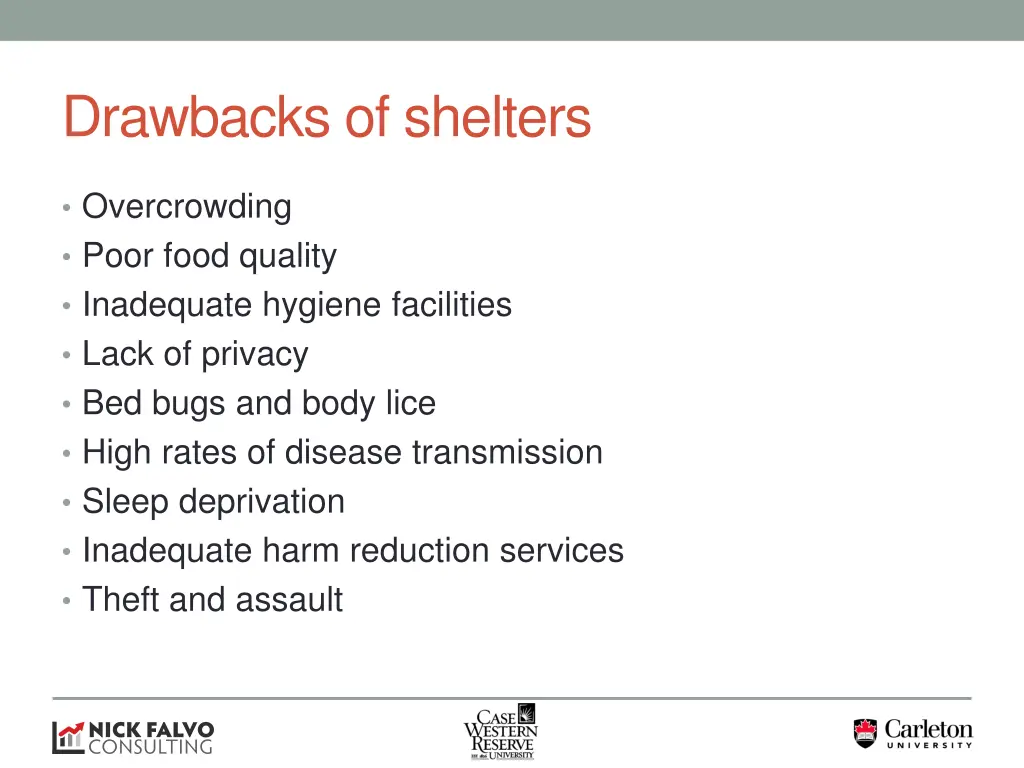 drawbacks of shelters
