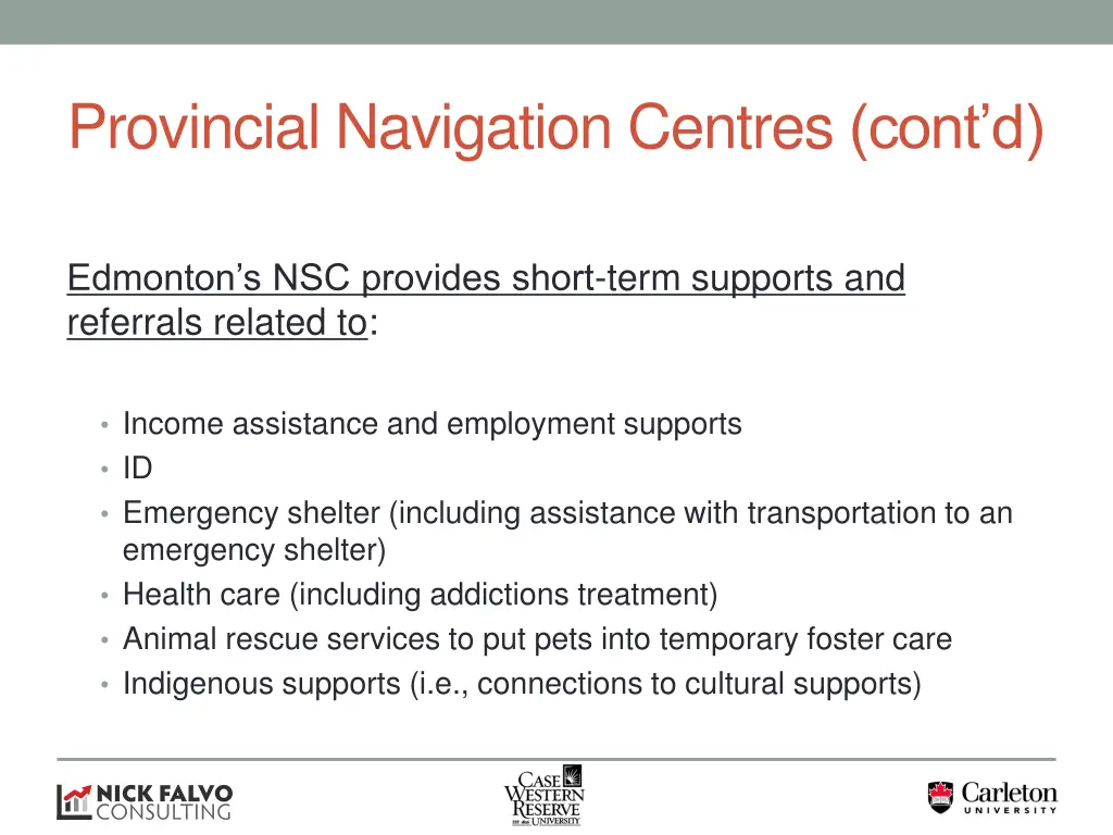 provincial navigation centres cont d