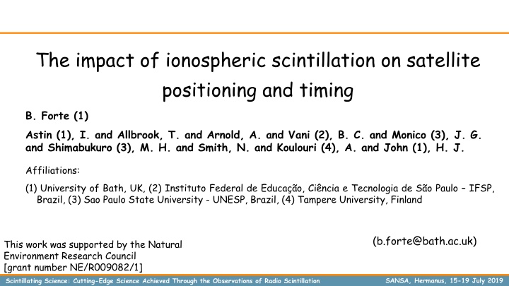 the impact of ionospheric scintillation