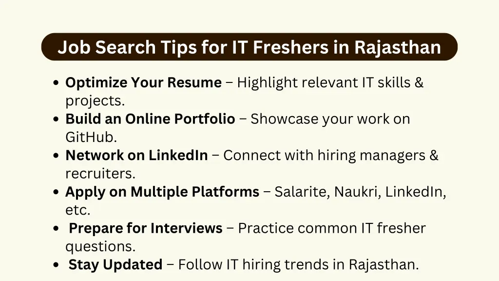 job search tips for it freshers in rajasthan