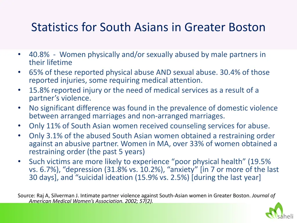 statistics for south asians in greater boston