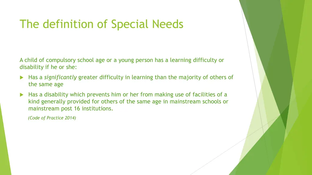 the definition of special needs