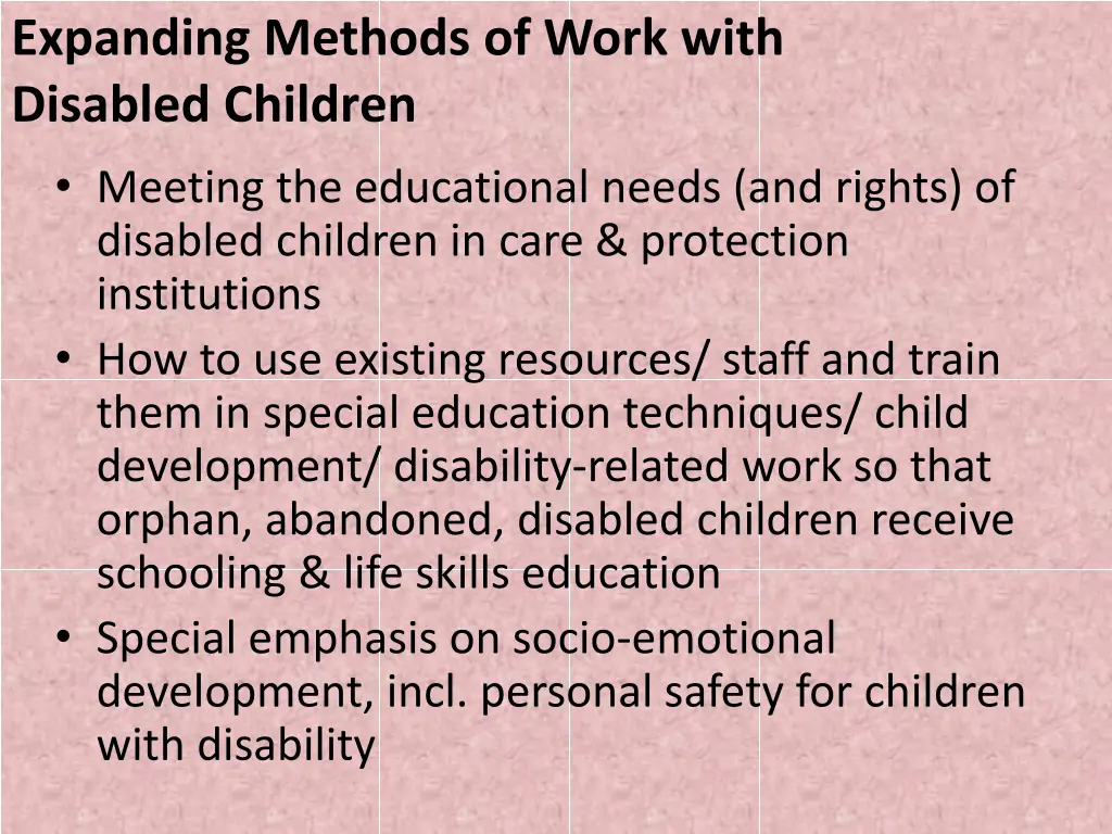 expanding methods of work with disabled children