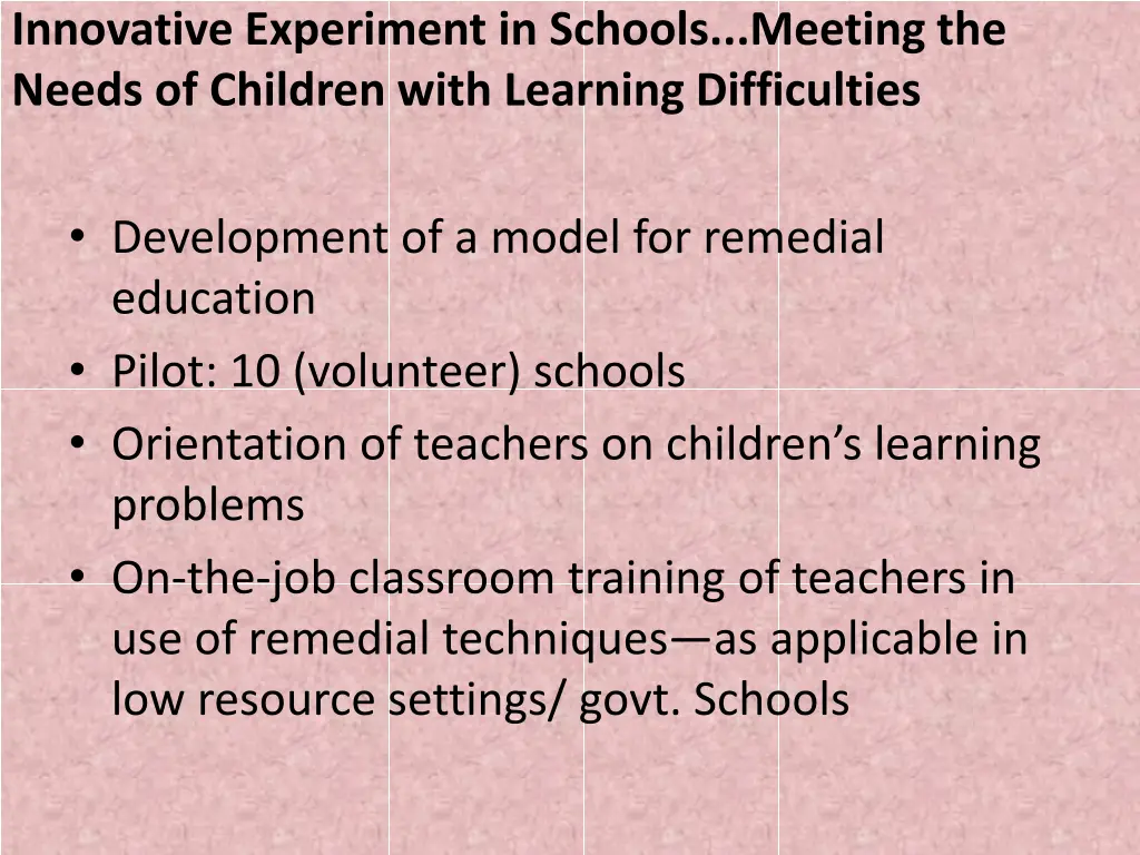 innovative experiment in schools meeting