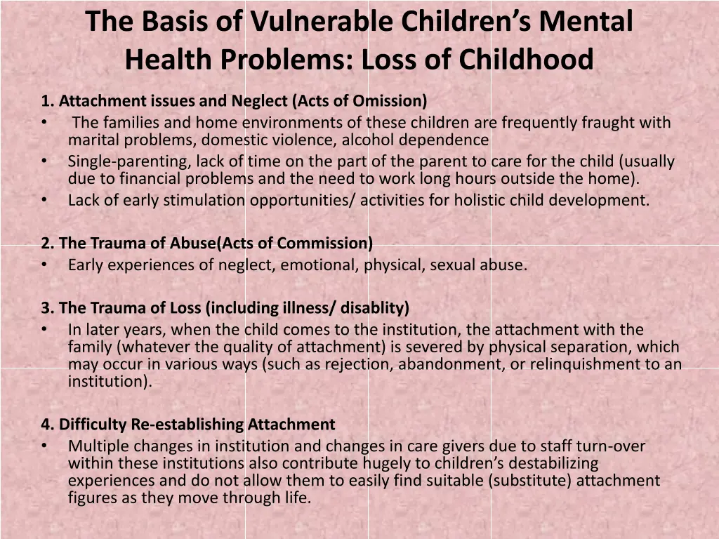 t he basis of vulnerable children s mental health