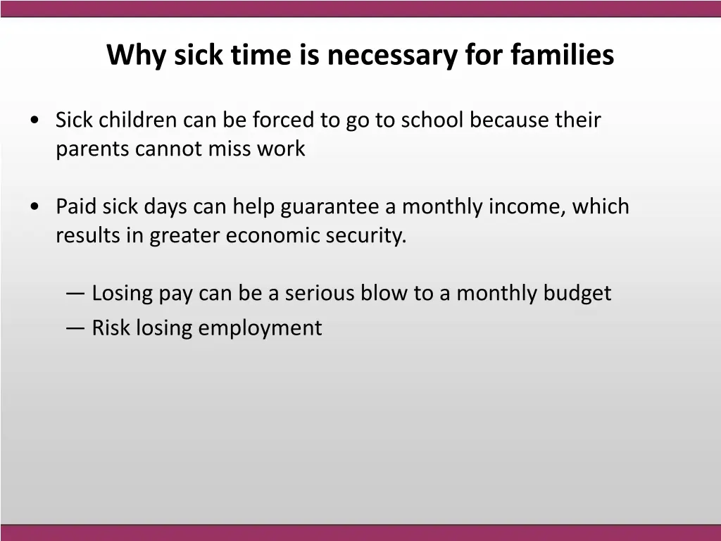 why sick time is necessary for families