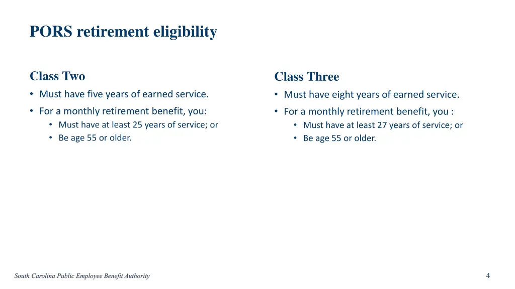 pors retirement eligibility