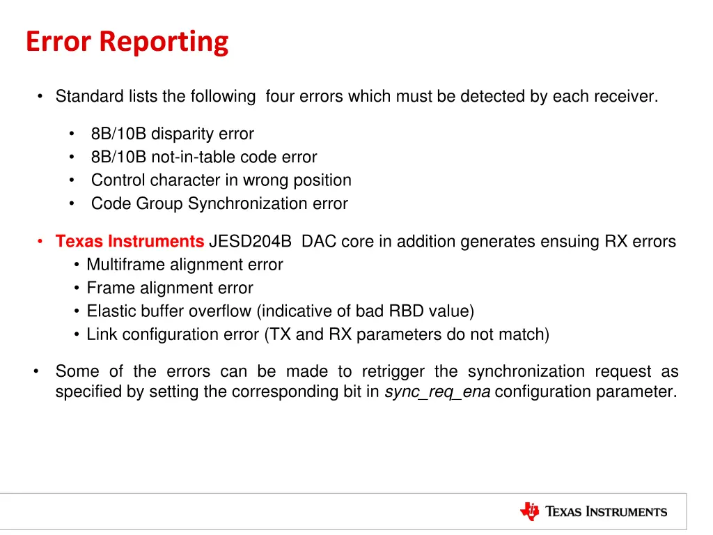error reporting