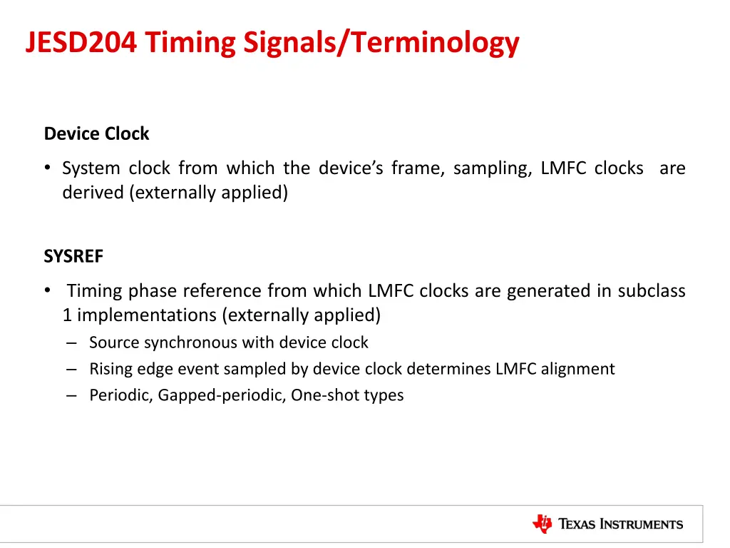jesd204 timing signals terminology
