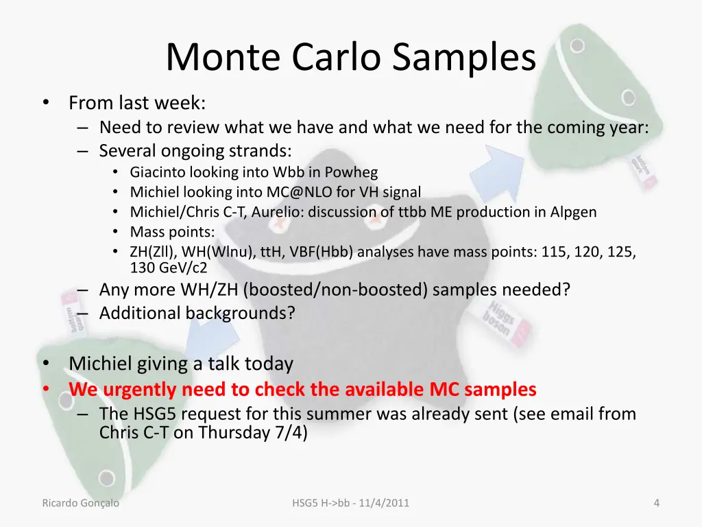 monte carlo samples from last week need to review