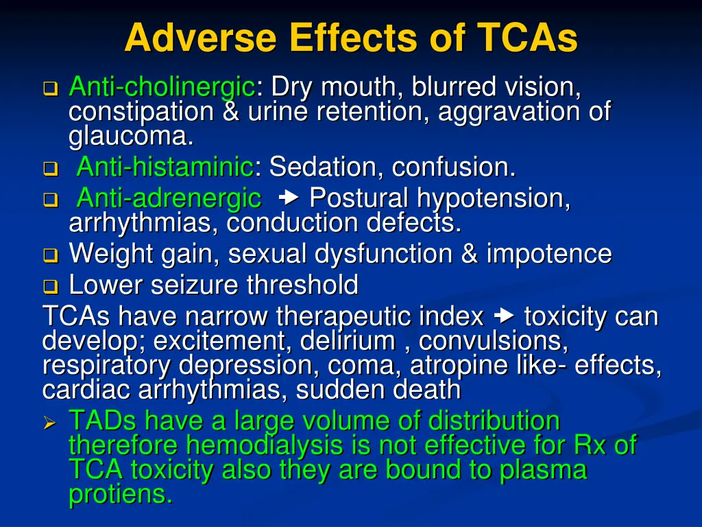 adverse effects of tcas anti cholinergic