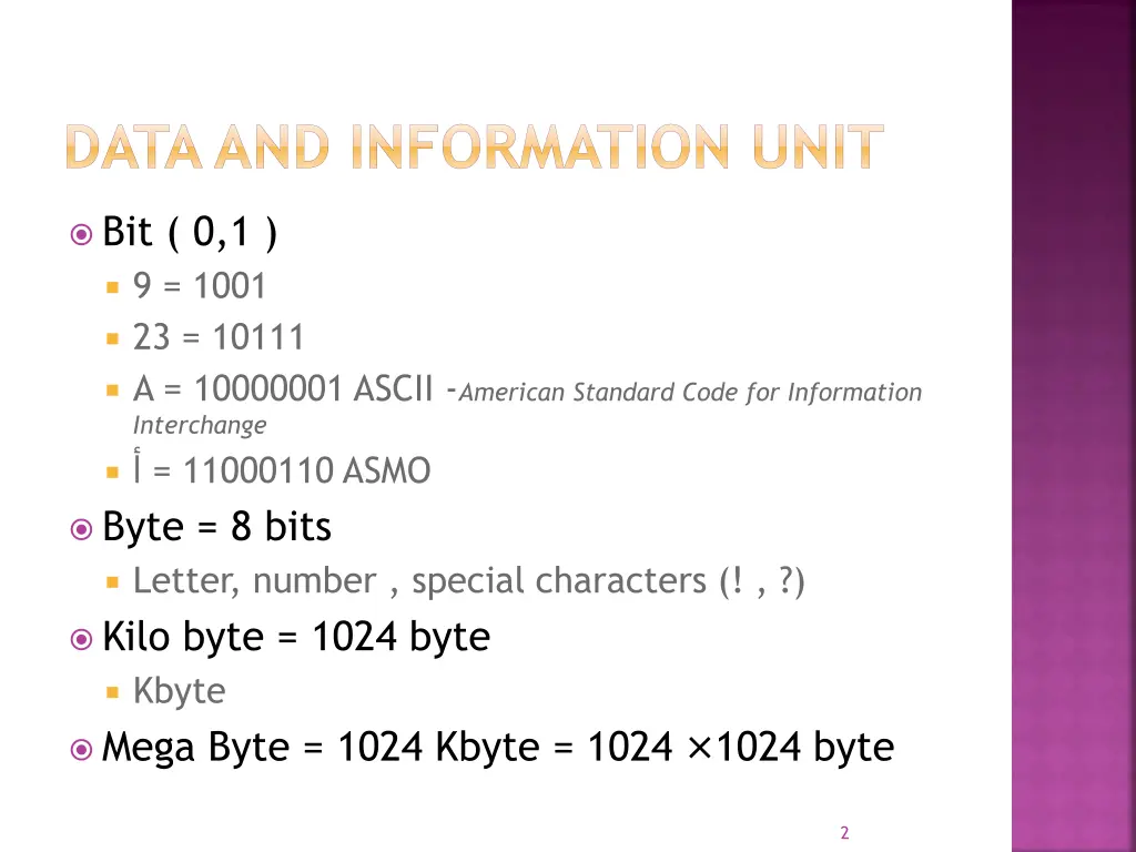 data and information unit