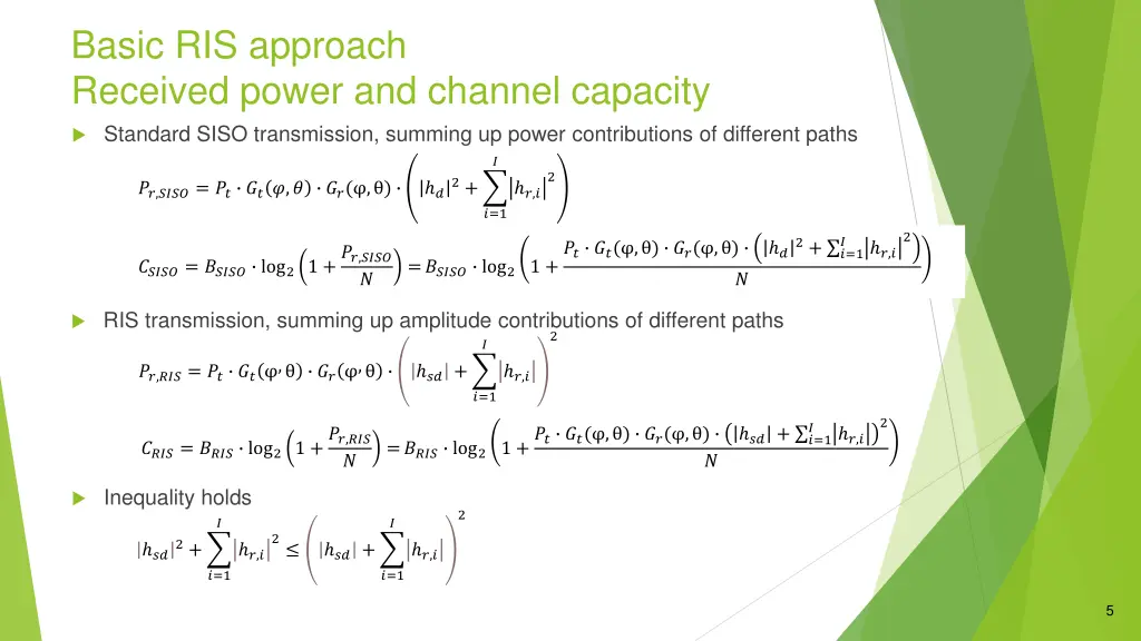 basic ris approach received power and channel