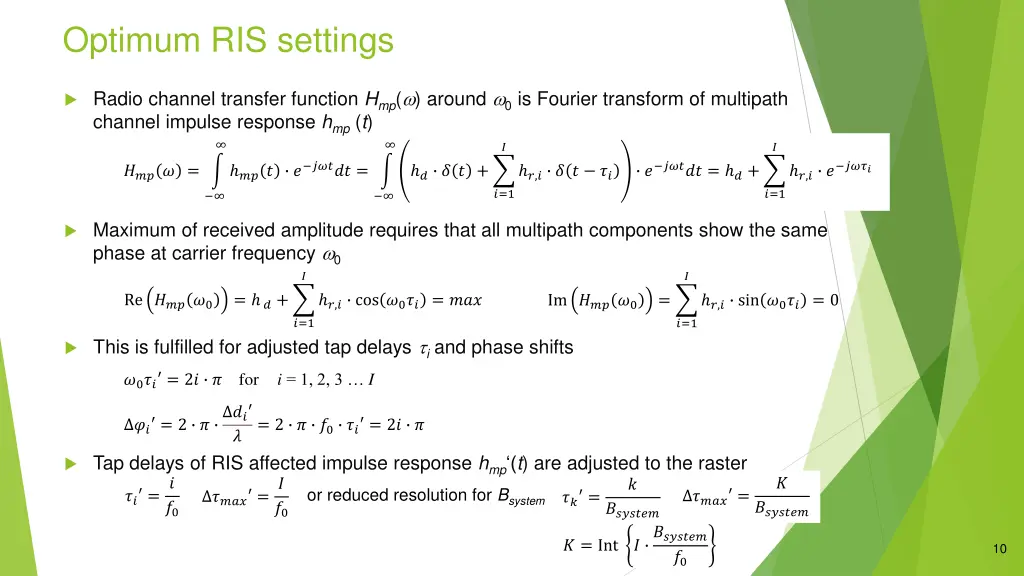 optimum ris settings