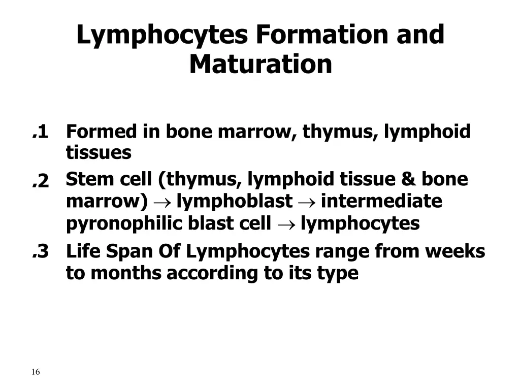 lymphocytes formation and maturation
