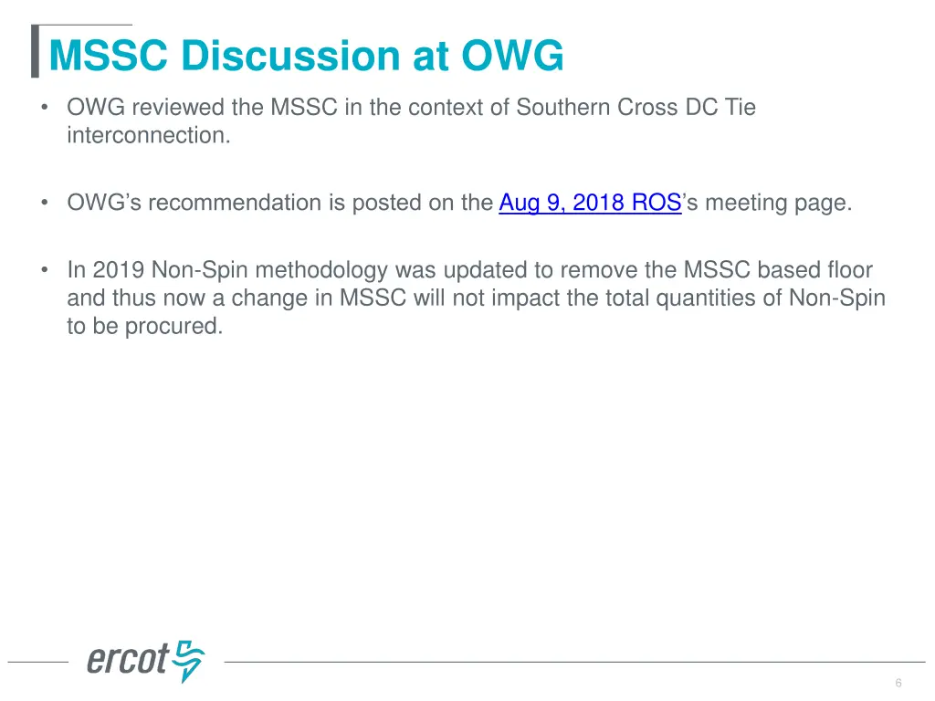 mssc discussion at owg