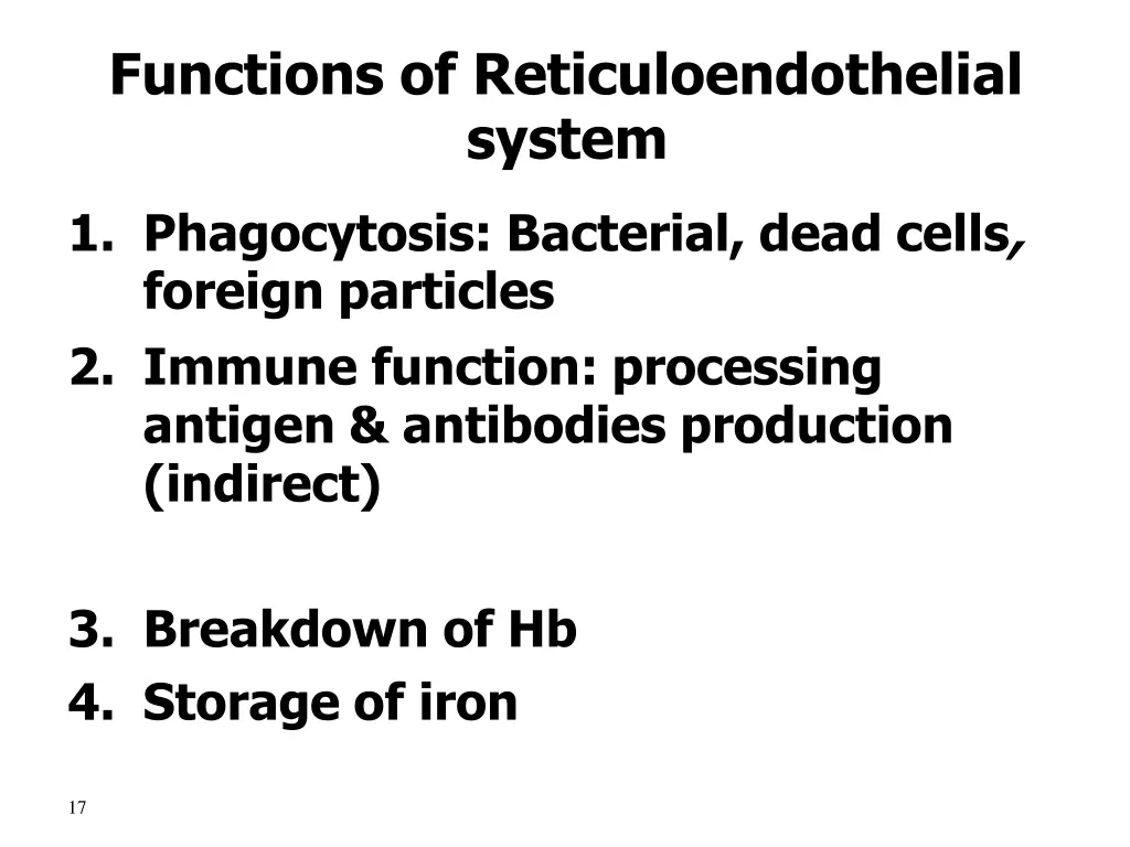 functions of reticuloendothelial system