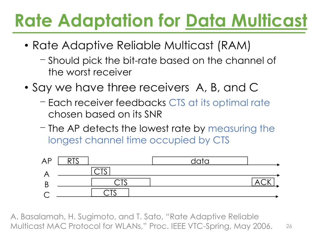 rate adaptation for data multicast