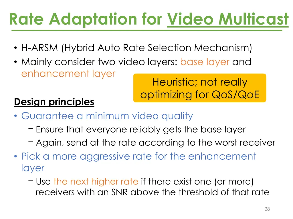 rate adaptation for video multicast 1
