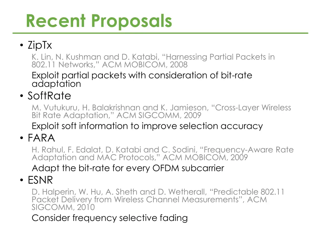 recent proposals