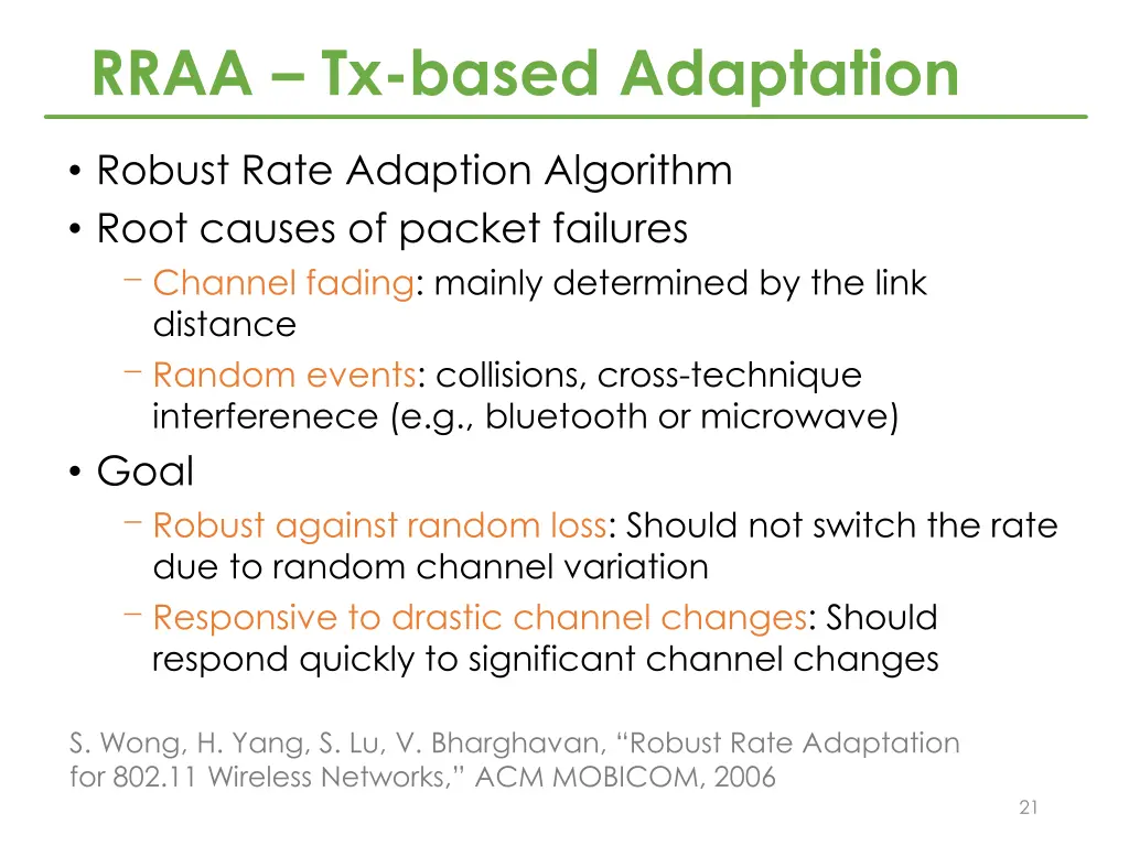 rraa tx based adaptation