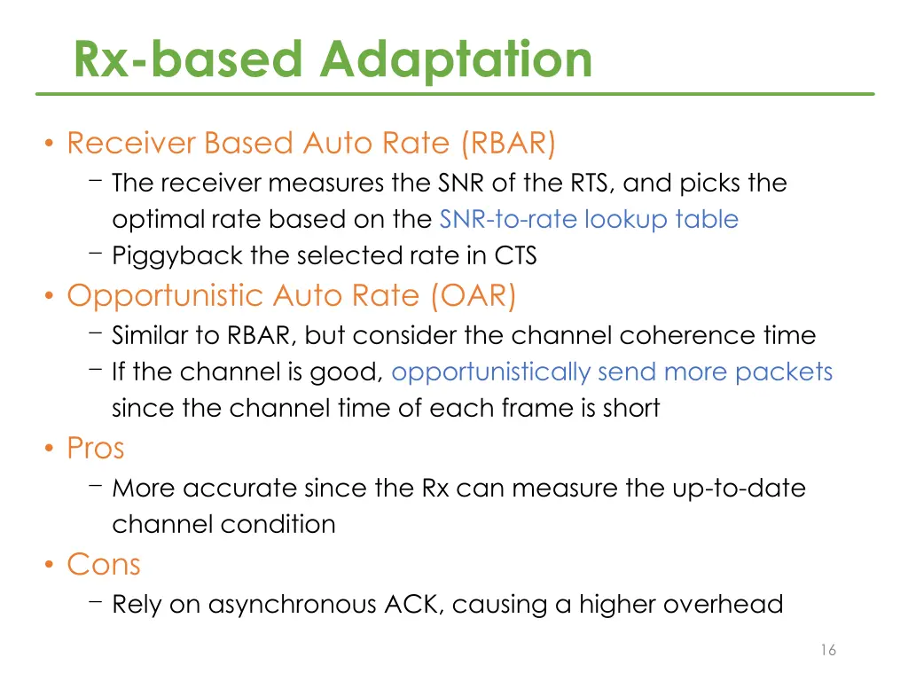 rx based adaptation
