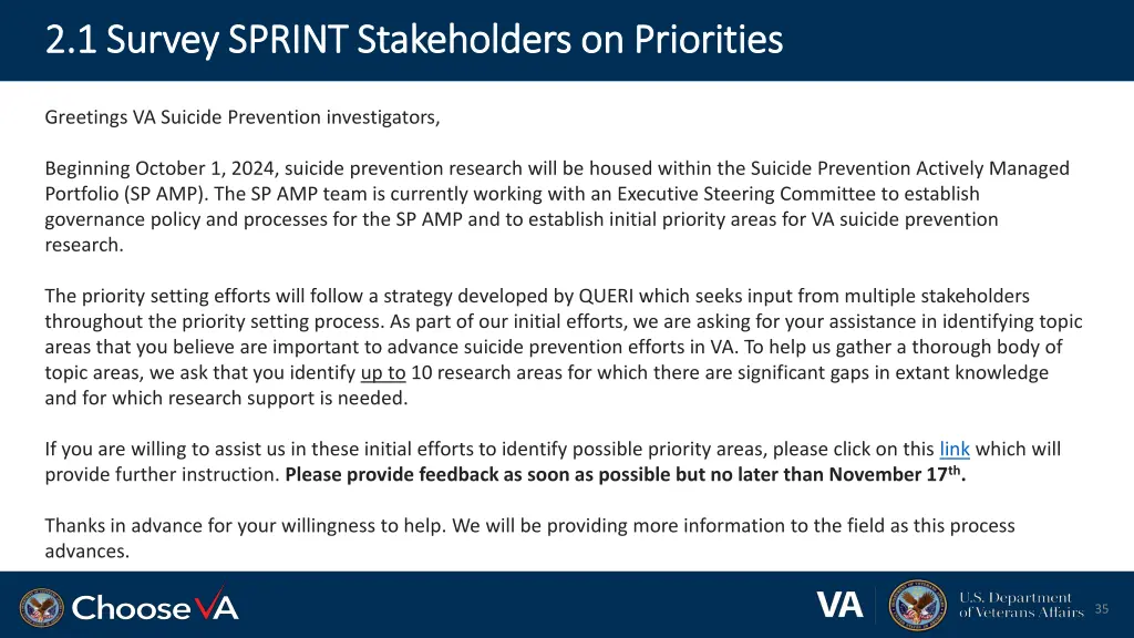 2 1 survey sprint stakeholders on priorities 1